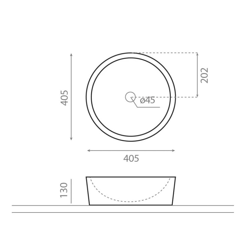 Bathco 00308 - Накладна раковина DUAL, діаметр 40,5 см, камінь/сірий