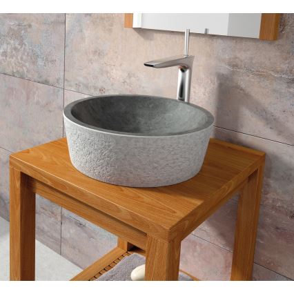 Bathco 00308 - Накладна раковина DUAL, діаметр 40,5 см, камінь/сірий