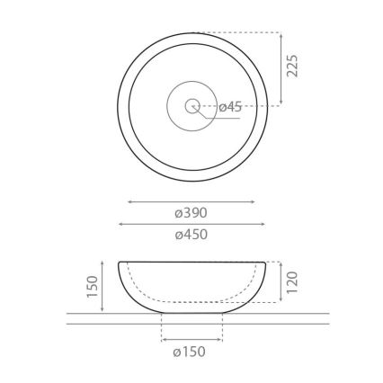 Bathco 00318 - Накладная раковина для столешницы PUKET Ø 45 см камень/бежевый