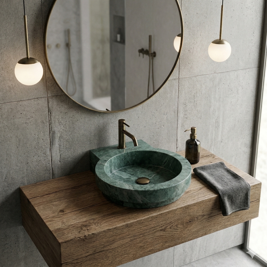 Bathco 00339 - Накладний умивальник ICONO 40x45 см камінь/сірий