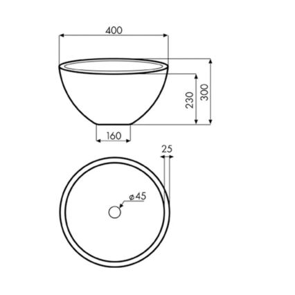 Bathco 00374 - Встраиваемая в столешницу раковина MIRAGE Ø 40 см камень/серый