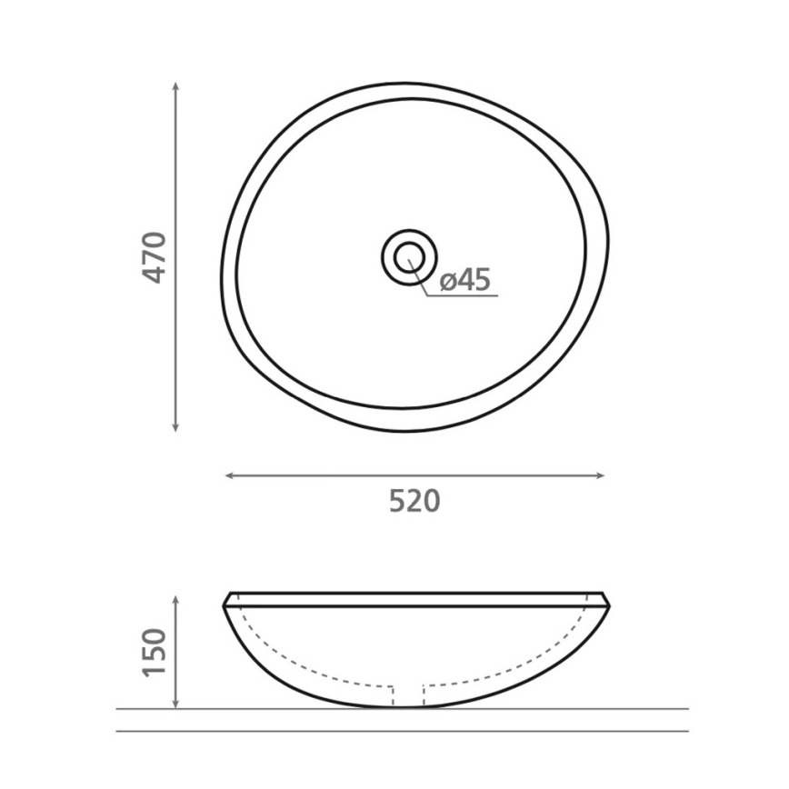 Bathco 00393 - Накладная раковина RIO 52x47 см камень/серый