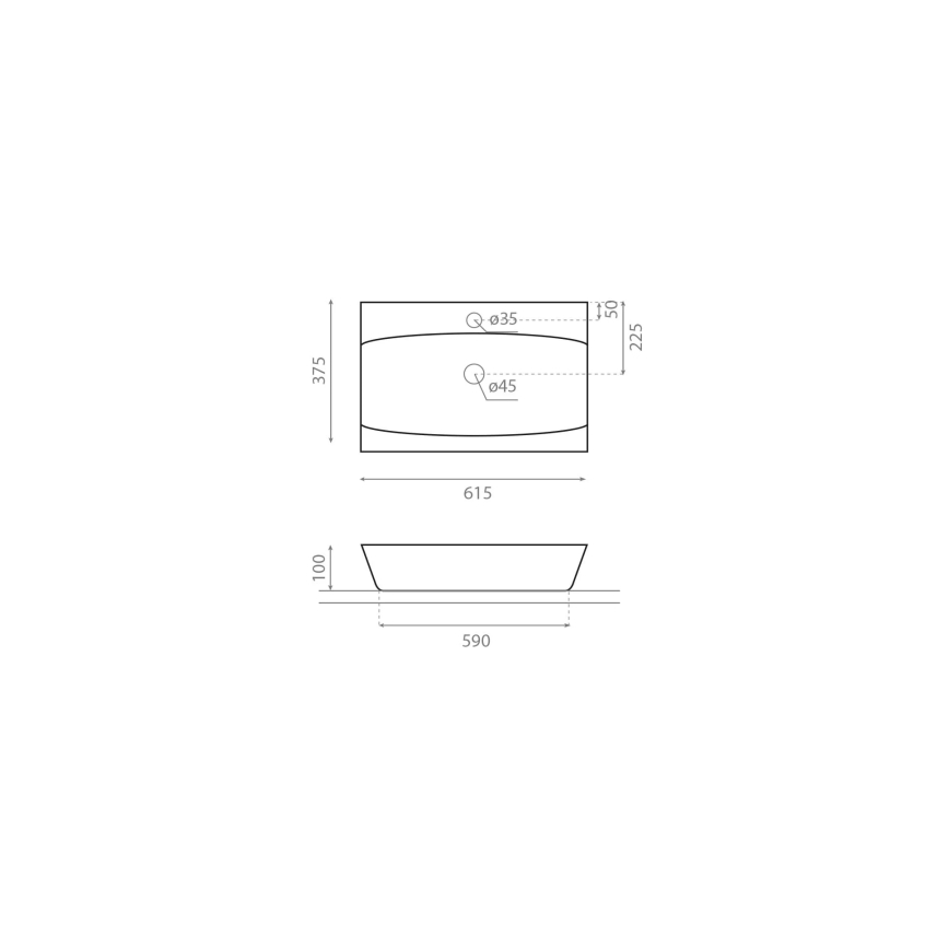 Bathco 0041 - Накладная раковина SARDINERO 61,5x37,5 см фарфор/белая