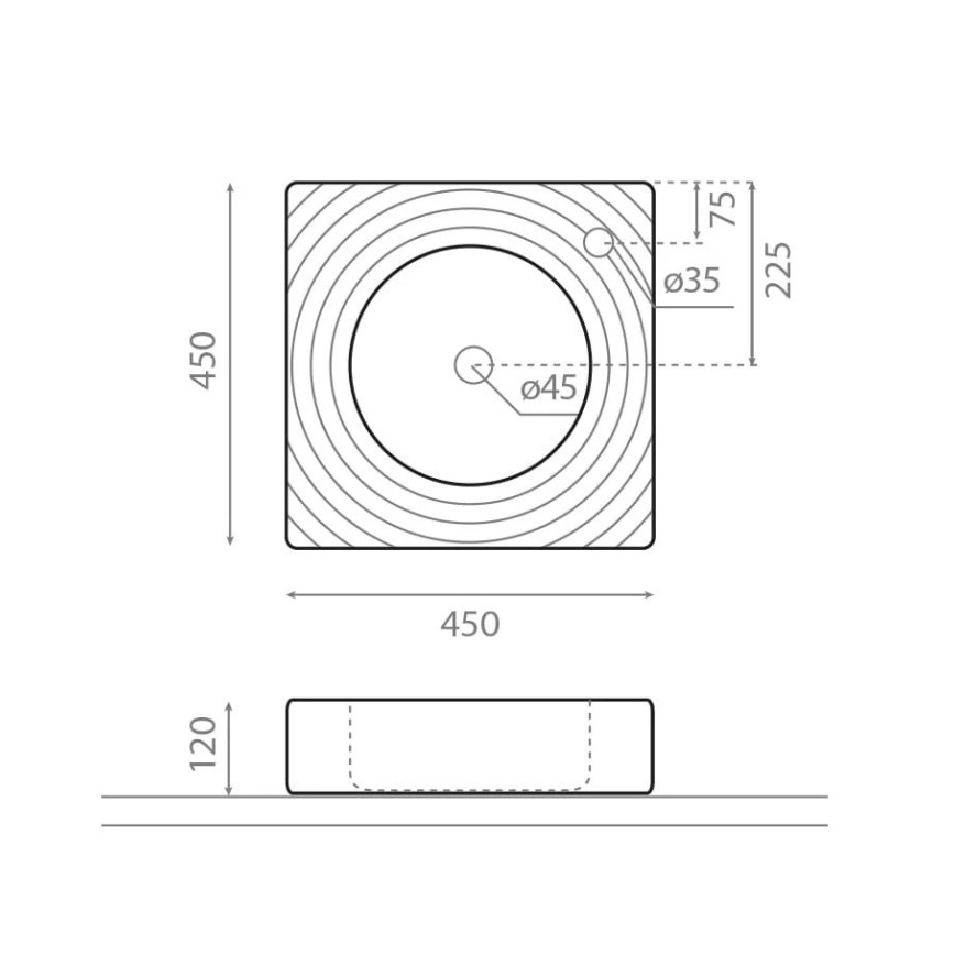 Bathco 0081 - Накладна раковина GOTA 45x45 см фарфор/білий