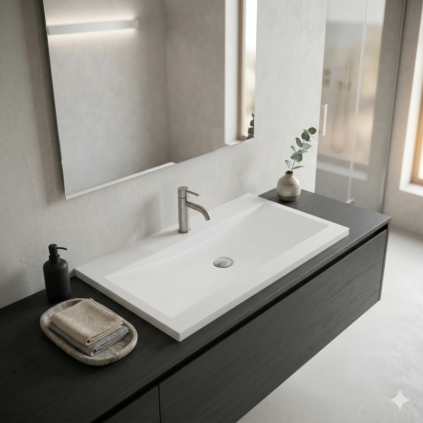 Bathco 0506 - Встраиваемая раковина MANHATTAN 100x45 cm из полимерной смолы/белая