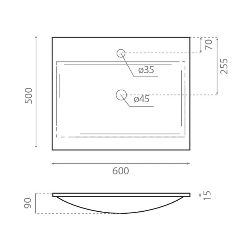 Bathco 0507 - Врезная раковина MONACO 60x50 см полимерная смола/белая