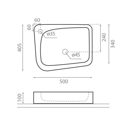 Bathco 4001 - Накладная раковина ARAGON 50x40,5 см фарфор/белый