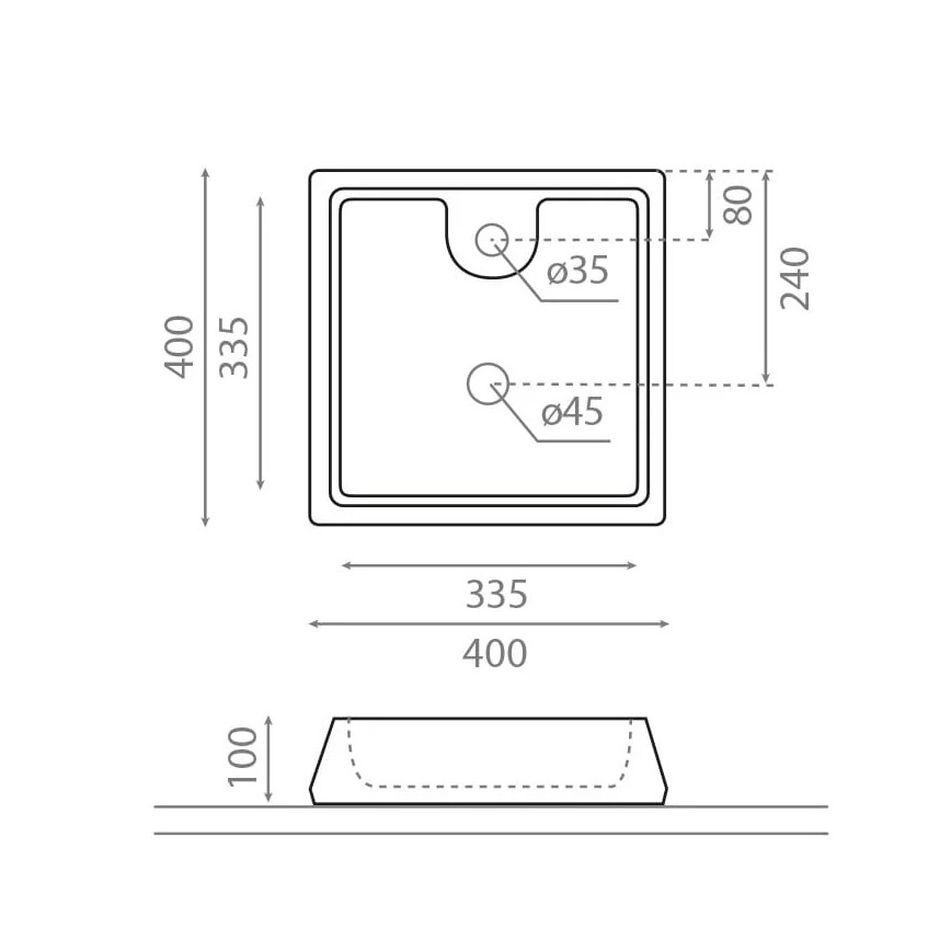 Bathco 4003 - Раковина на столешницу GALICIA 40x40 см фарфор/белая