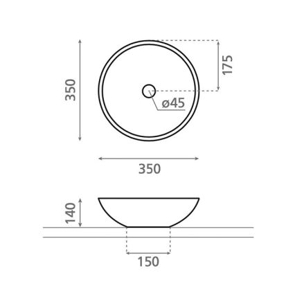 Bathco 4015 - Накладная раковина CASTELLON, диаметр 35 см, фарфор/белый