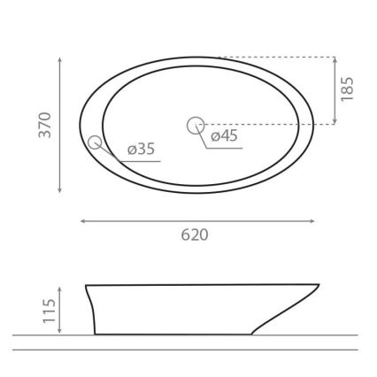 Bathco 4020 - Накладний умивальник PURE 62x37 см порцеляна/білий