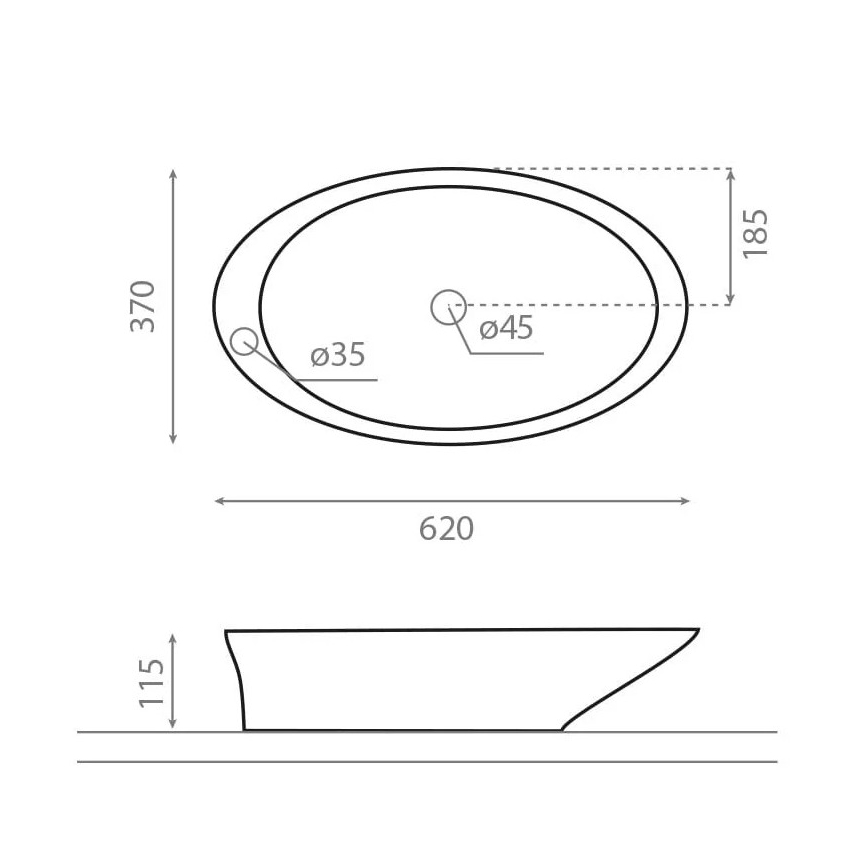 Bathco 4020 - Раковина на столешницу PURE 62x37 см фарфор/белая