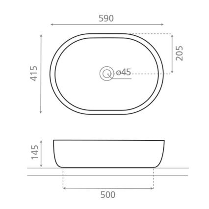 Bathco 4037 - Накладная раковина TOULOUSE 59x41,5 см фарфор/белый