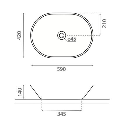 Bathco 4038 - Раковина на столешницу TOULOUSE 59x42 см фарфор/белая