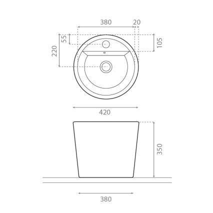 Bathco 4057 - Накладная раковина FLORENCIA Ø 42 см, фарфор, белый
