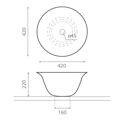 Bathco 4062 - Накладний умивальник NORDIC, діаметром 42 см, порцеляна/білий