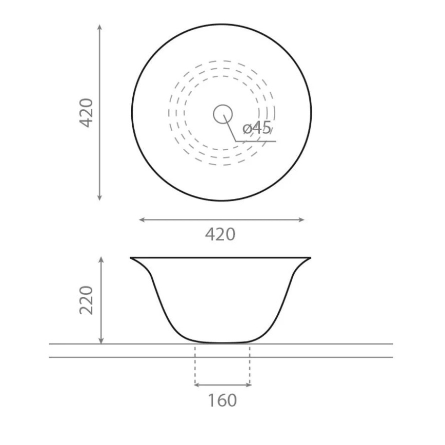 Bathco 4062 - Накладний умивальник NORDIC, діаметром 42 см, порцеляна/білий