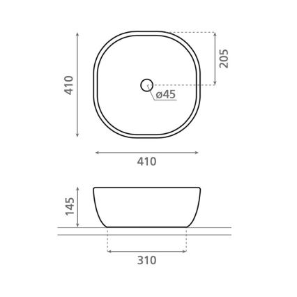 Bathco 4071 - Накладная раковина OLEA 41x41 см фарфор/белая