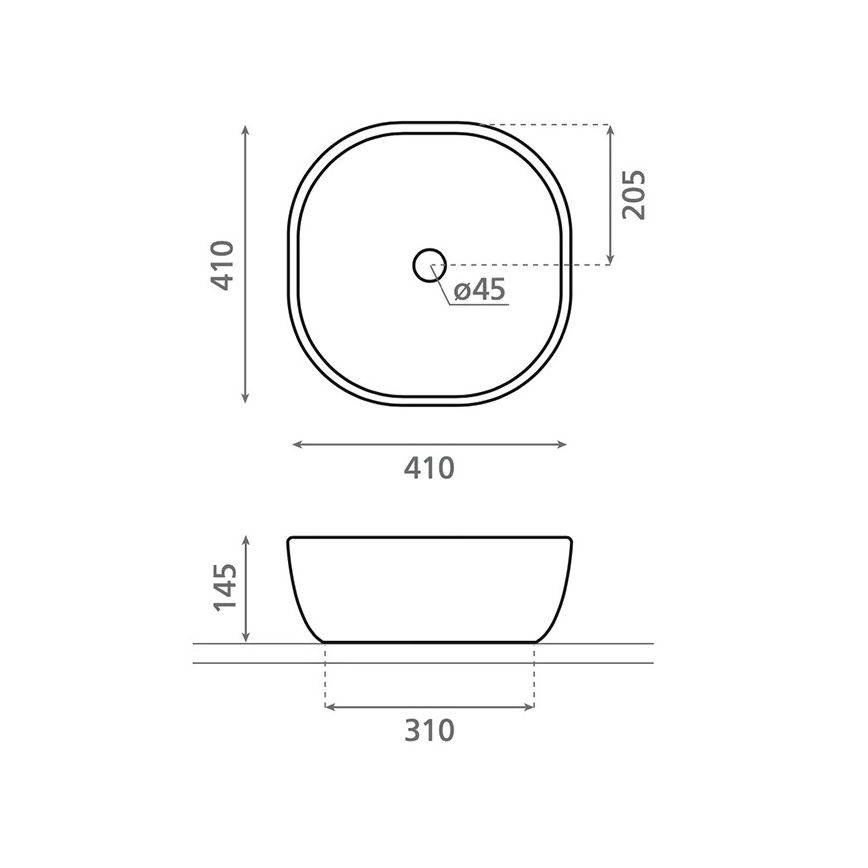 Bathco 4071 - Накладная раковина OLEA 41x41 см фарфор/белая