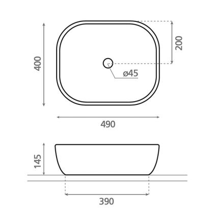 Bathco 4072 - Накладная раковина OLEA 49x40 см фарфор/белая
