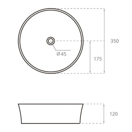 Bathco 4086 - Накладная рааковина VOLTA Ø 35 см фарфор/белый