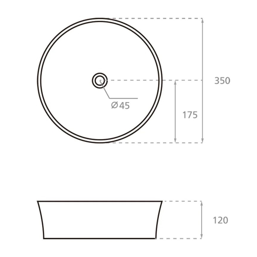 Bathco 4086 - Накладная рааковина VOLTA Ø 35 см фарфор/белый