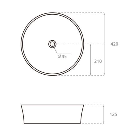 Bathco 4087 - Накладная раковина VOLTA, диаметр 42 см, фарфор/белый