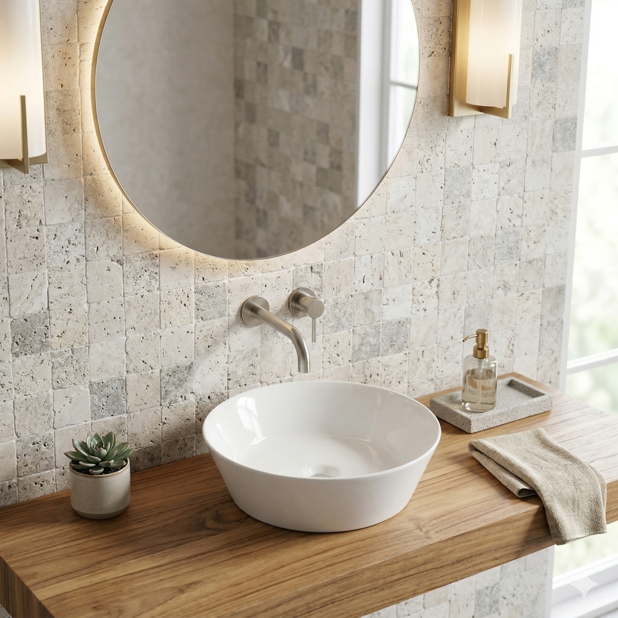 Bathco 4087 - Накладная раковина VOLTA, диаметр 42 см, фарфор/белый