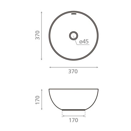 Bathco 4131 - Накладная раковина BARI, Ø 37 см, фарфор/белая