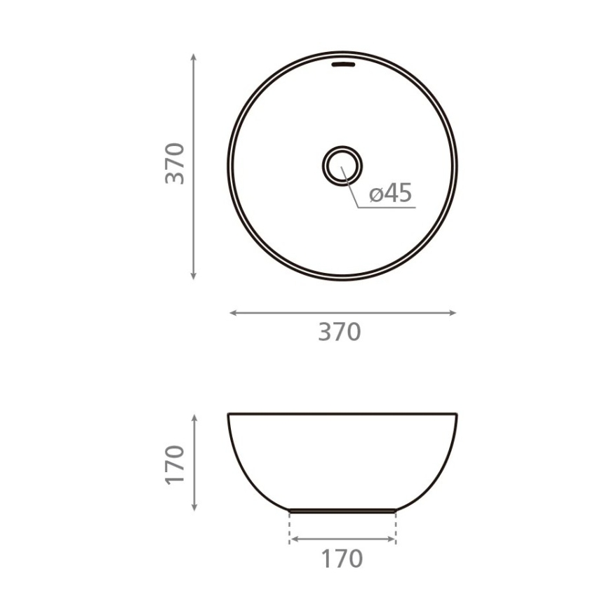 Bathco 4131 - Накладная раковина BARI, Ø 37 см, фарфор/белая
