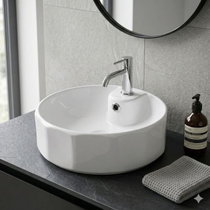 Bathco 4158 - Накладная раковина CIRCUS, диаметром 42 см, фарфор/белая