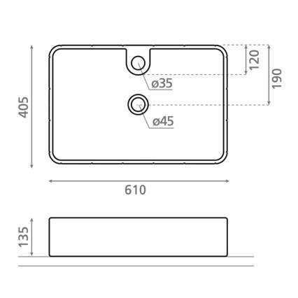 Bathco 4161 - накладний умивальник CIRCUS 61x40,5 cm, фарфор/бежевий