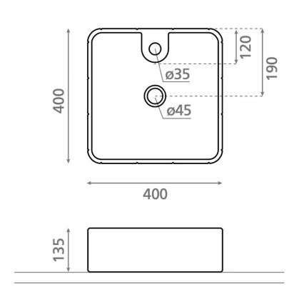 Bathco 4162 - Накладная раковина CIRCUS 40x40 см фарфор/бежевый