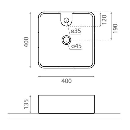 Bathco 4163 - Умивальник на стільницю CIRCUS 40x40 см порцеляна/білий