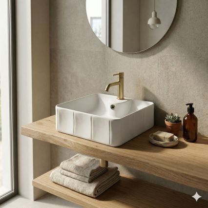 Bathco 4163 - Умивальник на стільницю CIRCUS 40x40 см порцеляна/білий