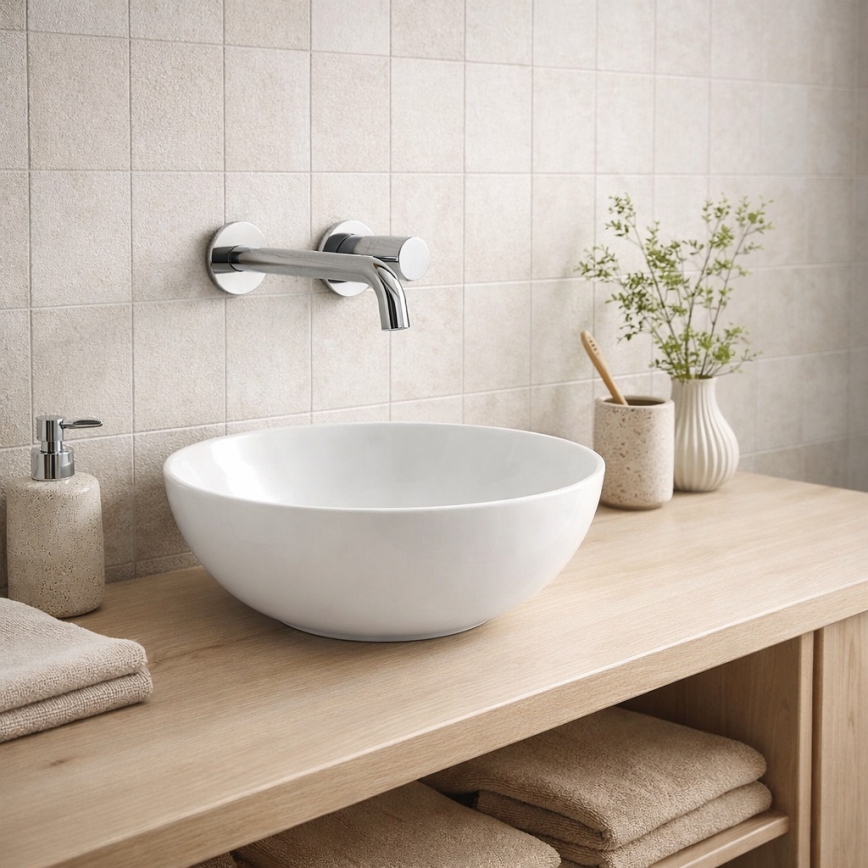 Bathco 4914 - Раковина на столешницу DAKAR, Ø 30 см, фарфор/белый