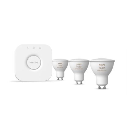 Базовий набір Philips Hue WHITE AND COLOR AMBIANCE 3xGU10/5,7W/230V 2000-6500K + пристрій для підключення