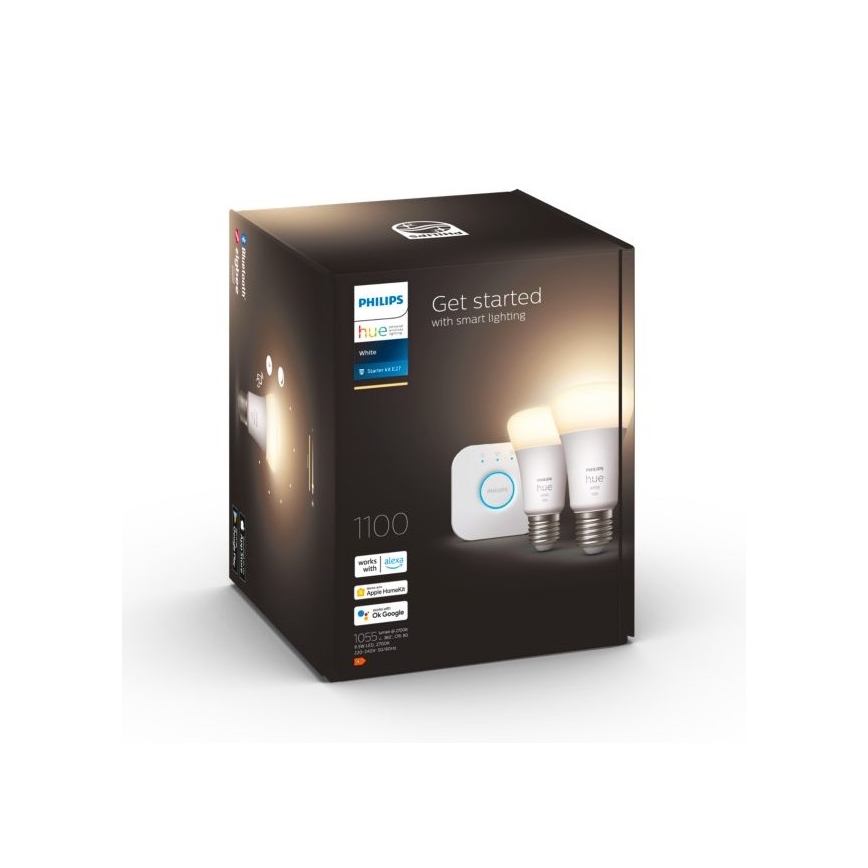Базовий набір Philips Hue WHITE 2xE27/9,5W 2700K + Hue Bridge