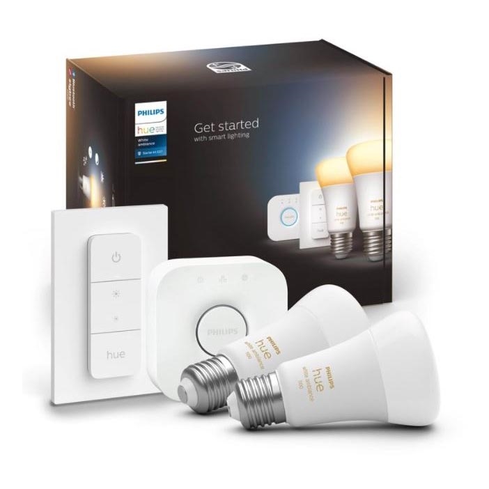 Базовий набір Philips Hue WHITE AMBIANCE 2xE27/8W/230V + пристрій для підключення