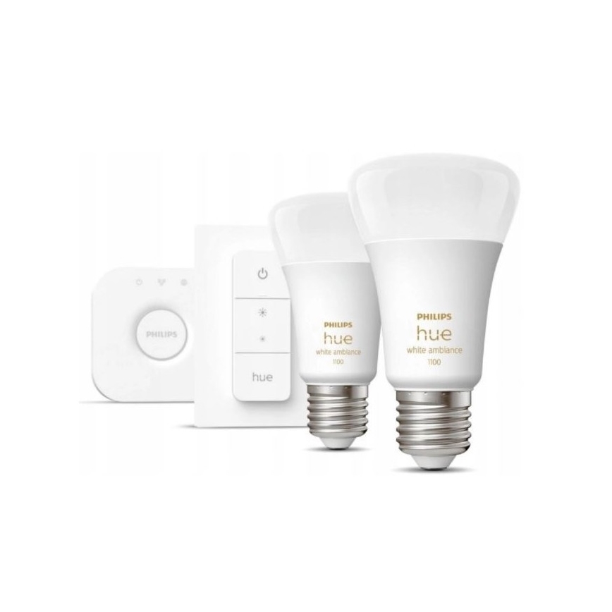 Базовий набір Philips Hue WHITE AMBIANCE 2xE27/8W/230V + пристрій для підключення