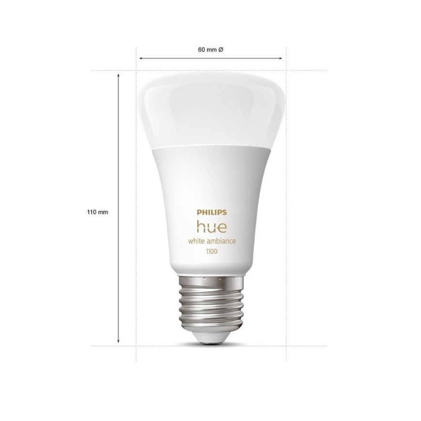 Базовий набір Philips Hue WHITE AMBIANCE 2xE27/8W/230V + пристрій для підключення
