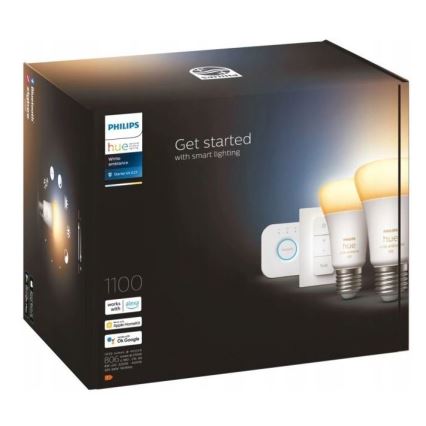 Базовий набір Philips Hue WHITE AMBIANCE 2xE27/8W/230V + пристрій для підключення