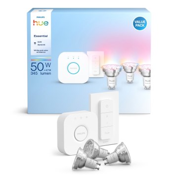 Базовий набір Philips Hue White And Color Ambiance Essential 3xGU10/4,7W/230V 2200-6500K + пристрій для підключення