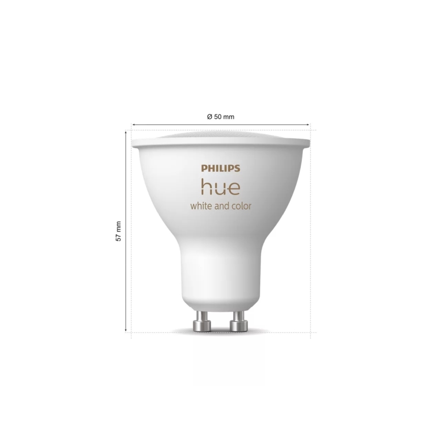 Стартовий набір Philips Hue WHITE AND COLOR AMBIANCE 3xGU10/4,2W 2000-6500K + Hue Bridge та диммерний вимикач