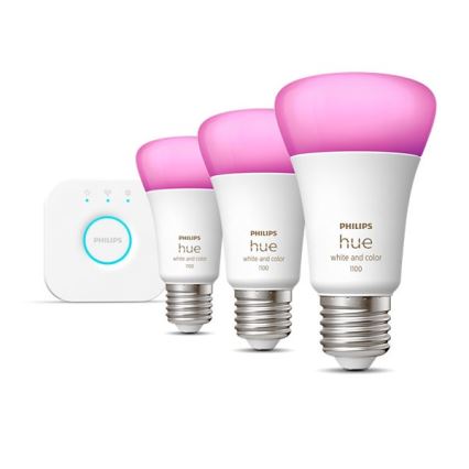 Базовый набор Philips Hue WHITE AND COLOR AMBIANCE 3xE27/9W/230V 2000-6500K + устройство соединения