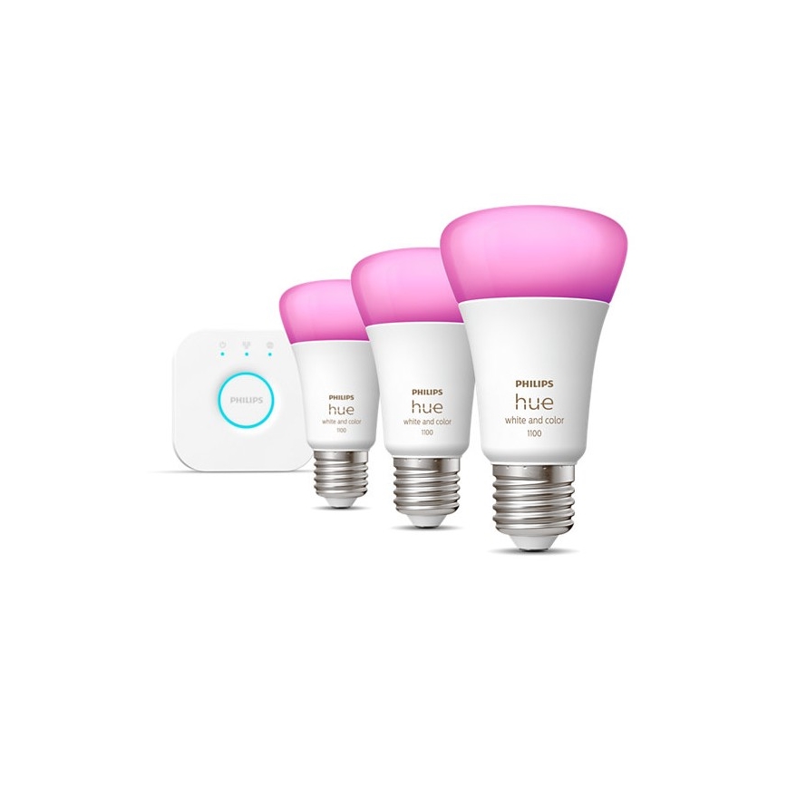 Базовый набор Philips Hue WHITE AND COLOR AMBIANCE 3xE27/9W/230V 2000-6500K + устройство соединения