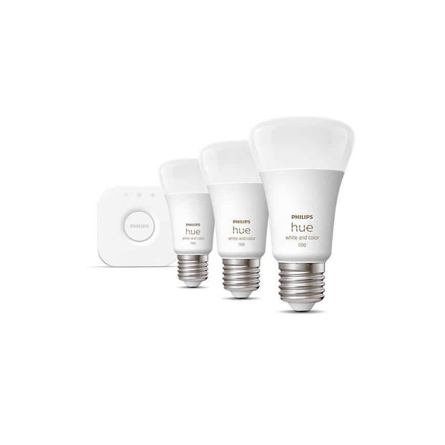 Базовый набор Philips Hue WHITE AND COLOR AMBIANCE 3xE27/9W/230V 2000-6500K + устройство соединения
