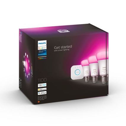 Базовый набор Philips Hue WHITE AND COLOR AMBIANCE 3xE27/9W/230V 2000-6500K + устройство соединения