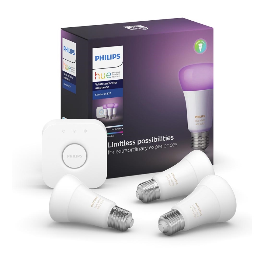 Базовый набор Philips Hue WHITE AND COLOR AMBIANCE 3xE27/9,5W/230V 2000-6500K