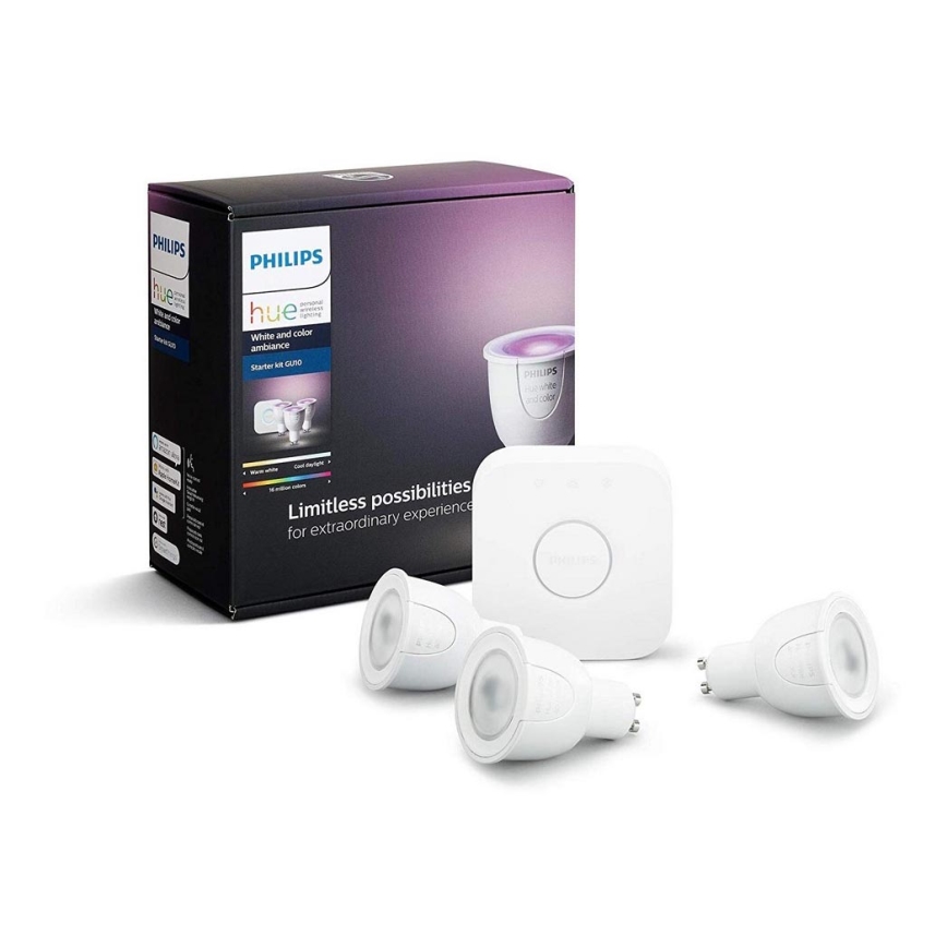 Базовый набор Philips Hue WHITE AND COLOR AMBIANCE 3xGU10/6,5W/230V 2000-6500K