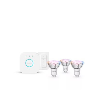 Стартовый комплект Philips Hue White And Color Ambiance Essential 3xGU10/4,7W/230V 2200-6500K + Hue Bridge